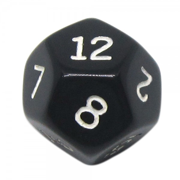 DADO RPG 12 LADOS PRETO - 20x20 mm