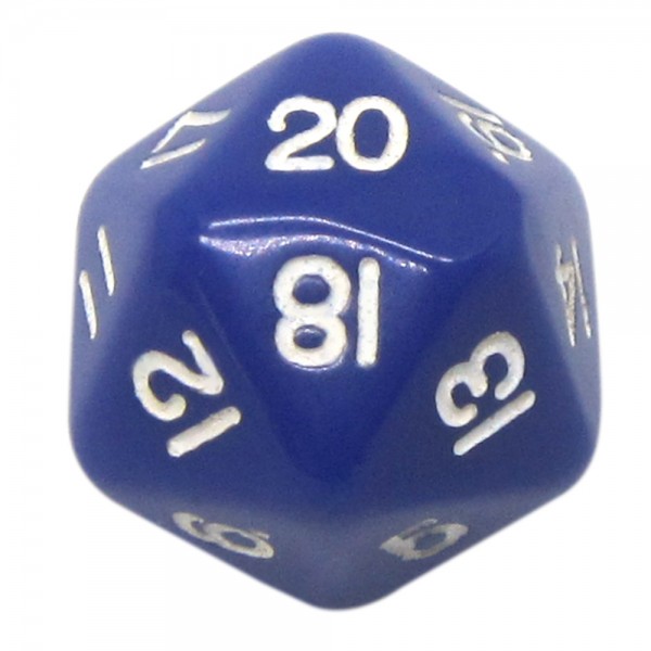 DADO RPG 20 LADOS AZUL - 22x22 mm