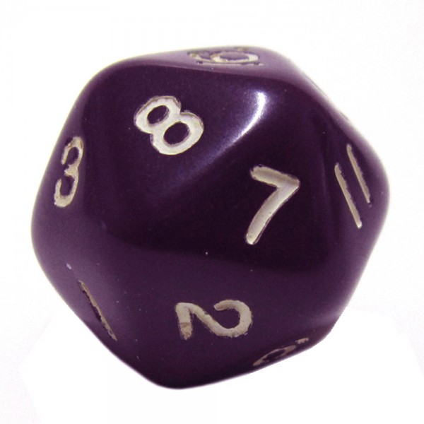 DADO RPG 20 LADOS ROXO PEROLADO - 22x22 mm 