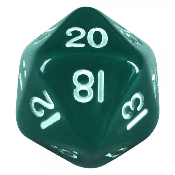 DADO RPG 20 LADOS VERDE PEROLADO - 22x22 mm