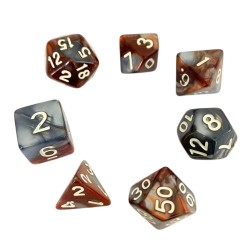 CONJUNTO 7 DADOS RPG MARMORIZADOS - MARROM