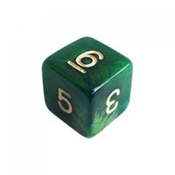 DADO RPG 6 LADOS VERDE PEROLADO - 16x16 mm