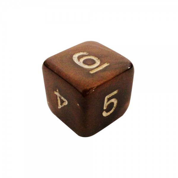 DADO RPG 6 LADOS MARROM PEROLADO - 16x16 mm