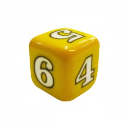 DADO 6 LADOS NUMÉRICO AMARELO - 16x16x16 mm