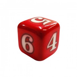 DADO 6 LADOS NUMÉRICO VERMELHO - 16x16x16 mm