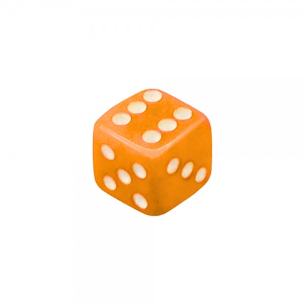 DADO 6 LADOS LARANJA - 12x12x12 mm
