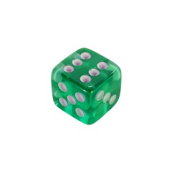 DADO 6 LADOS VERDE TRANSLÚCIDO - 12x12x12 mm