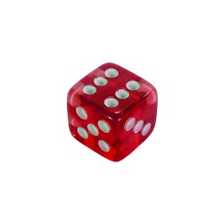 DADO 6 LADOS VERMELHO TRANSLÚCIDO - 12x12x12 mm