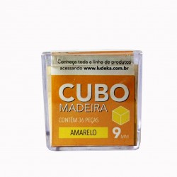 CAIXA ACRÍLICA - CUBO MADEIRA - AMARELO - 36 PEÇAS