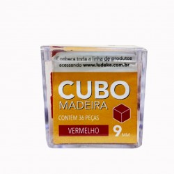 CAIXA ACRÍLICA - CUBO MADEIRA - VERMELHO - 36 PEÇAS
