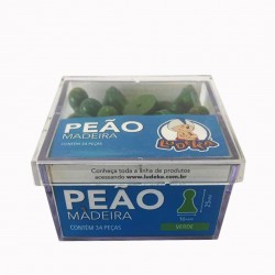 CAIXA ACRÍLICA - PEÃO MADEIRA - VERDE - 34 PEÇAS