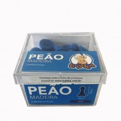 CAIXA ACRÍLICA - PEÃO MADEIRA - AZUL - 34 PEÇAS