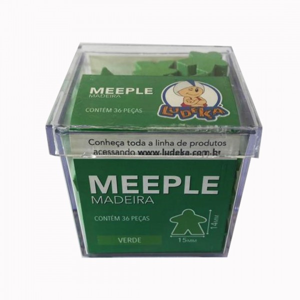 CAIXA ACRÍLICA - MEEPLE MADEIRA - VERDE - 36 PEÇAS