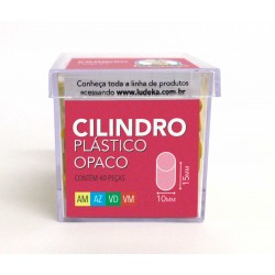 CAIXA ACRÍLICA - CILINDRO PLÁSTICO OPACO - CORES SORTIDAS - AM-AZ-VD-VM - 40 PEÇAS