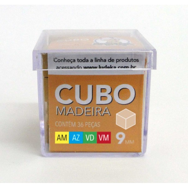 CAIXA ACRÍLICA - CUBO MADEIRA - CORES SORTIDAS - AM-AZ-VD-VM - 36 PEÇAS