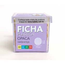 CAIXA ACRÍLICA - FICHA PLÁSTICA OPACA - CORES SORTIDAS - AM-AZ-VD-VM - 40 PEÇAS