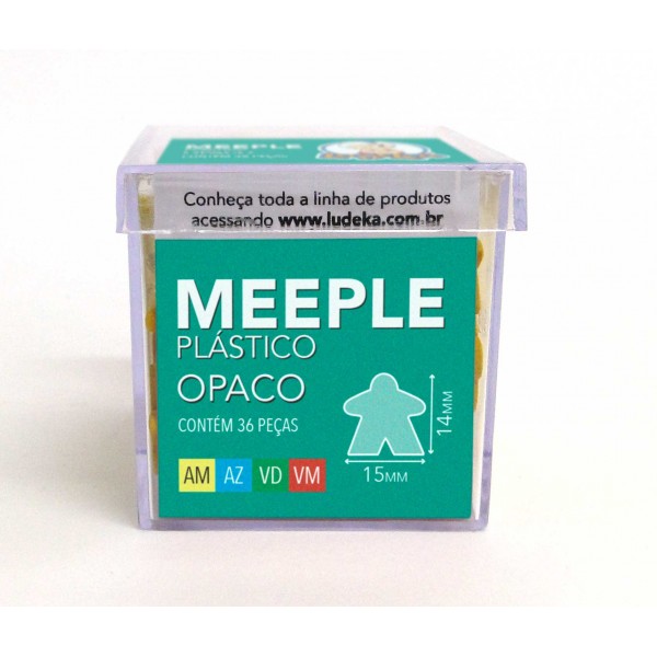 CAIXA ACRÍLICA - MEEPLE PLÁSTICO OPACO - CORES SORTIDAS - AM-AZ-VD-VM - 36 PEÇAS