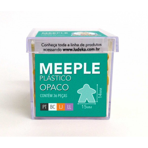 CAIXA ACRÍLICA - MEEPLE PLÁSTICO OPACO - CORES SORTIDAS - PT-BC-LJ-LL - 36 PEÇAS