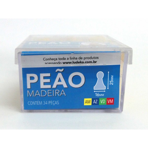 CAIXA ACRÍLICA - PEÃO MADEIRA - CORES SORTIDAS - AM-AZ-VD-VM - 32 PEÇAS