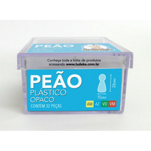 CAIXA ACRÍLICA - PEÃO PLÁSTICO OPACO - CORES SORTIDAS - AM-AZ-VD-VM - 32 PEÇAS