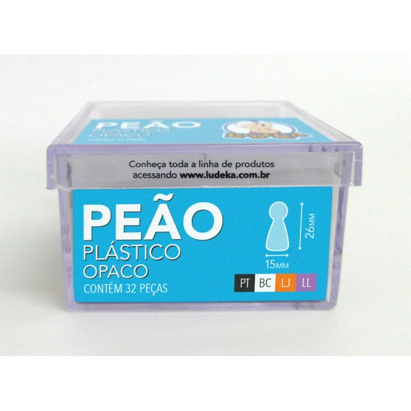 CAIXA ACRÍLICA - PEÃO PLÁSTICO OPACO - CORES SORTIDAS - PT-BC-LJ-LL - 32 PEÇAS