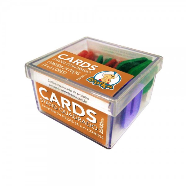 CAIXA ACRÍLICA - CARD STAND QUADRADO - CORES SORTIDAS - AM-BR-LL-PT-VD-VM - 24 PEÇAS