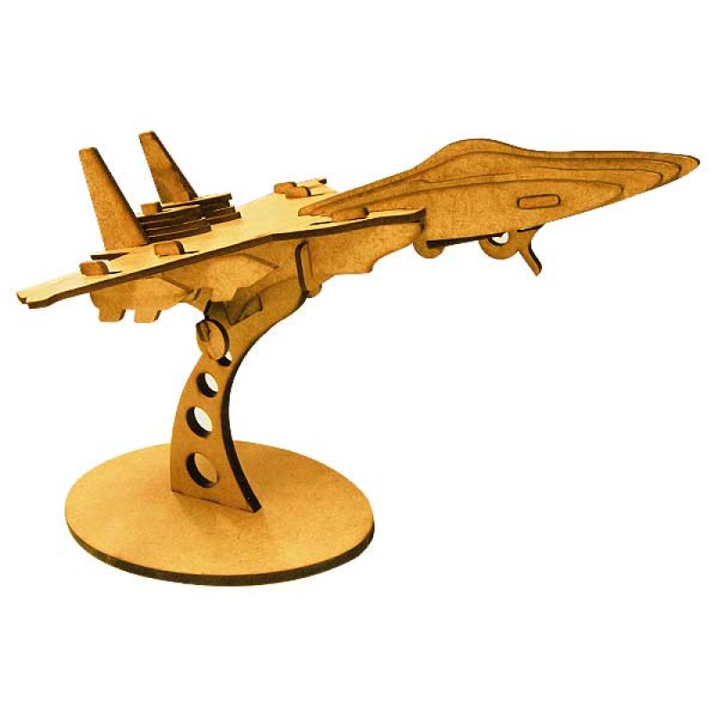 QUEBRA-CABEÇA-3D-AVIÃO-CAÇA-MDF-CRU